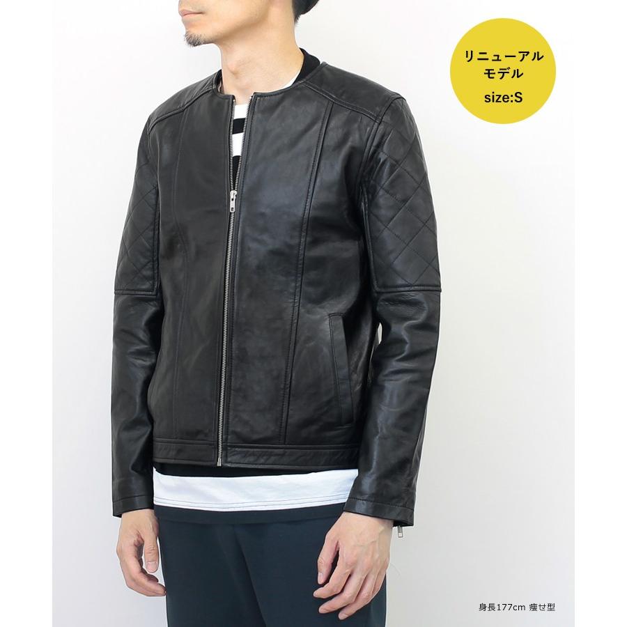 本革 レザージャケット メンズ ノーカラー ブラック 革ジャン 襟なし ラムレザー ふだん着レザー L864 L957 N864 神戸パティーナ 通販 Yahoo ショッピング