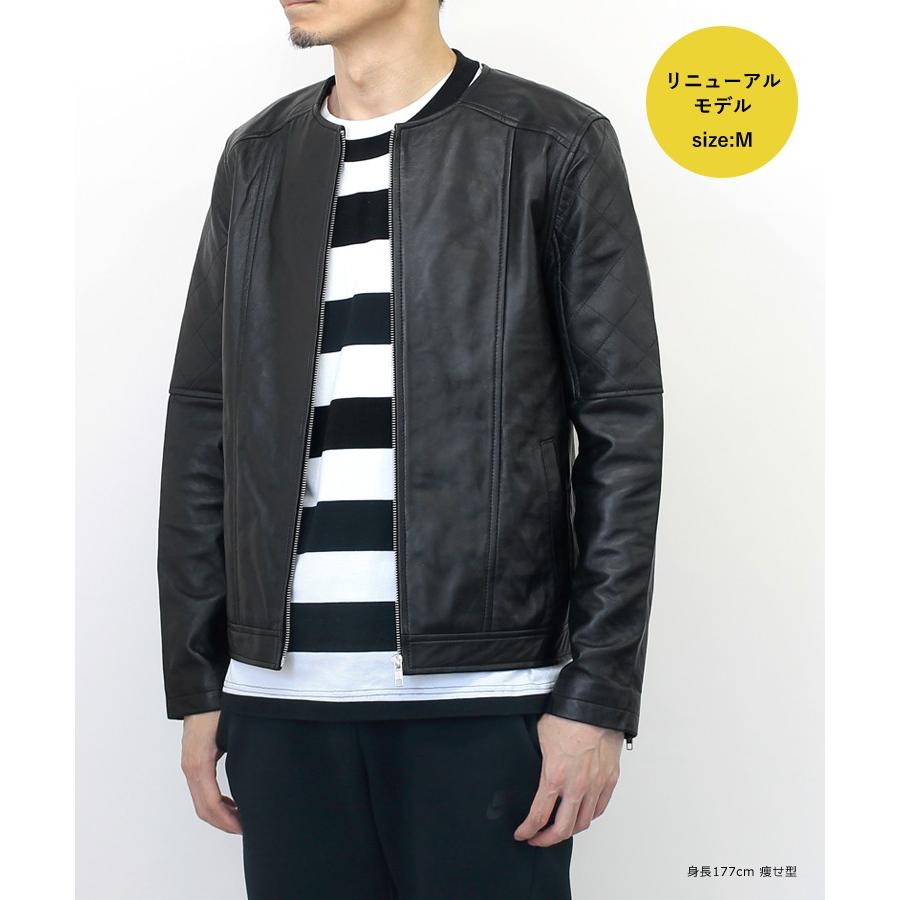 本革 レザージャケット メンズ ノーカラー ブラック 革ジャン 襟なし ラムレザー ふだん着レザー L864 L957 N864 神戸パティーナ 通販 Yahoo ショッピング