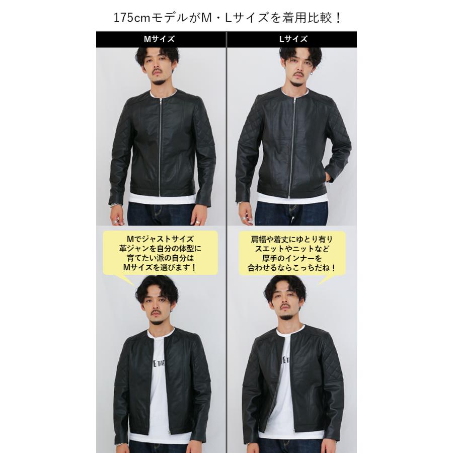 レザージャケット ノーカラー 革ジャン メンズ 秋冬 本革 レザージャケット ノーカラー 革ジャン メンズ 秋冬 本革