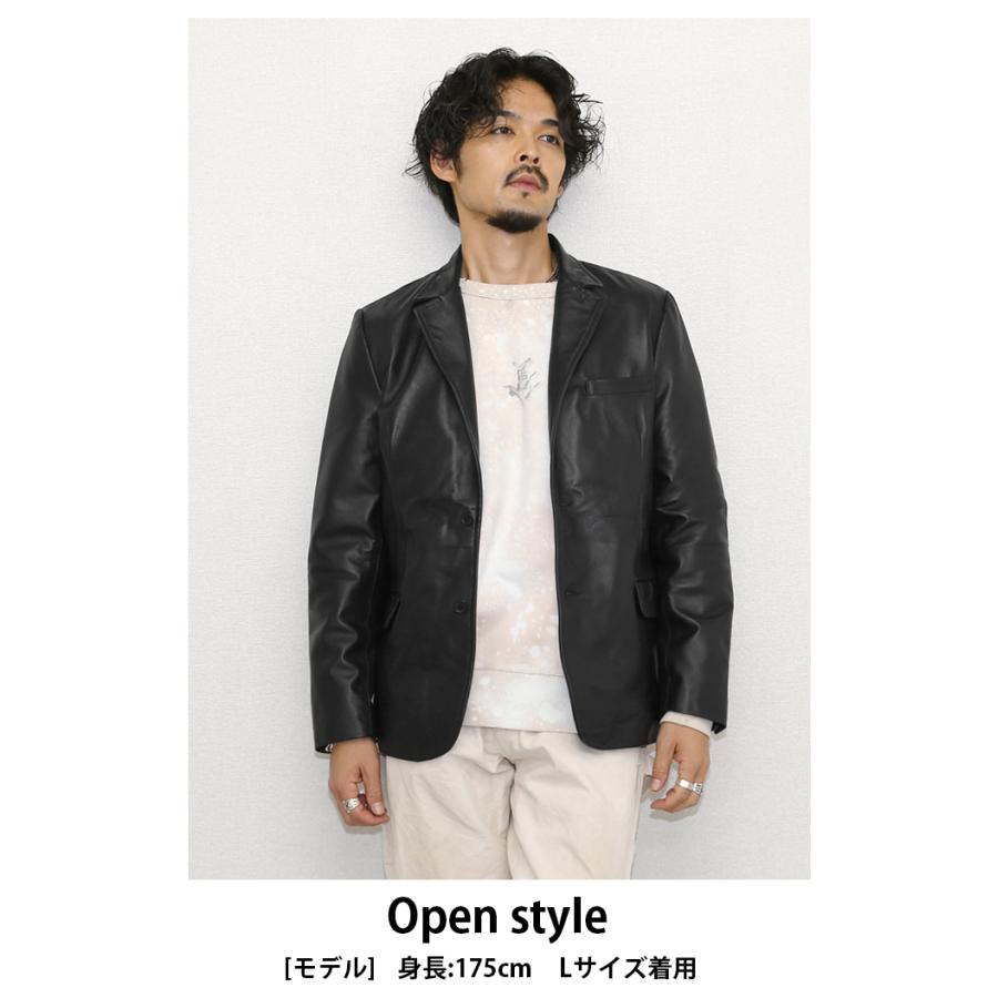 レザージャケット テーラード 革ジャン ラムレザー ブラック M-XL