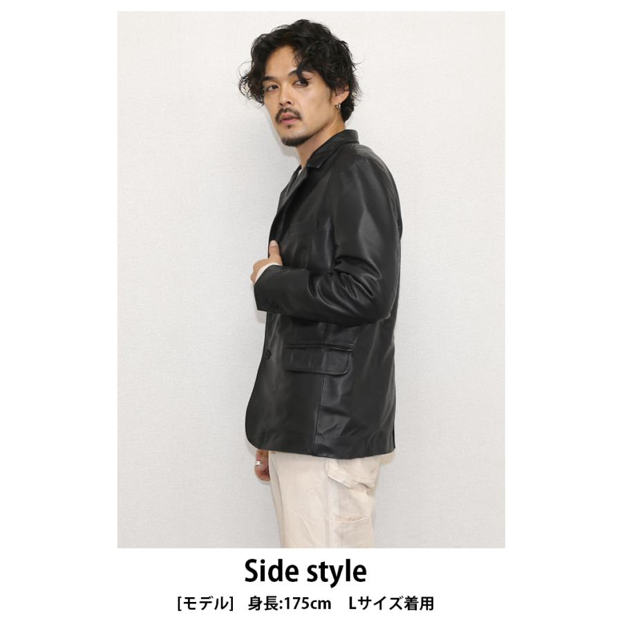 レザージャケット テーラード 革ジャン ラムレザー ブラック M-XLサイズ L1300 |  | 13