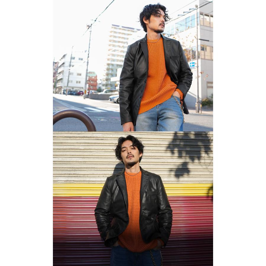 レザージャケット テーラード 革ジャン ラムレザー ブラック M-XLサイズ L1300 |  | 03