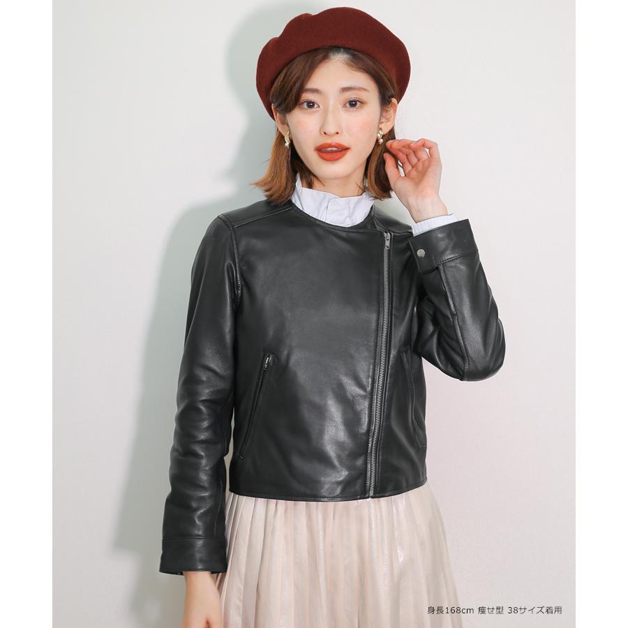 開店記念セール！ 高級 美品 エディション 女性 襟無し 羊革 レザー