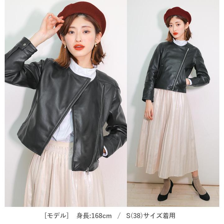 レザージャケット ライダース ノーカラー 革ジャン レディース レザージャケット ライダース ノーカラー 革ジャン レディース