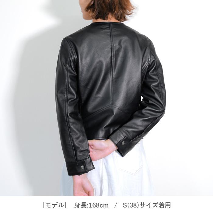 レザージャケット ライダース ノーカラー 革ジャン レディース 秋冬 本