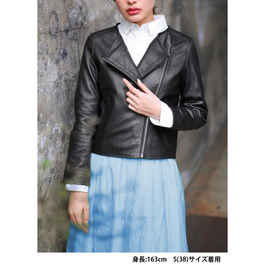 レザージャケット ライダース ノーカラー ジャケット 革ジャン