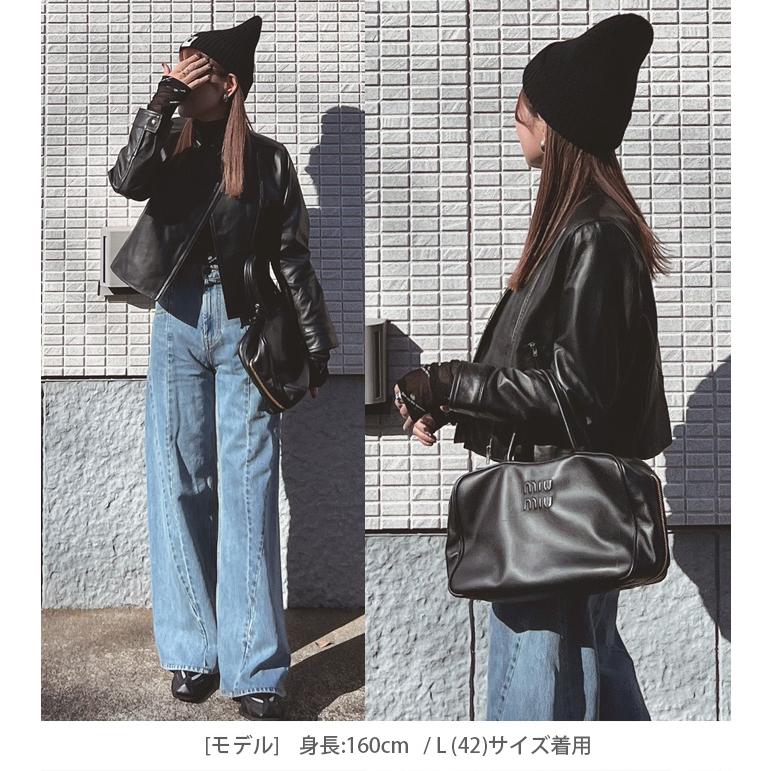 レザージャケット ライダース ノーカラー 革ジャン レディース 秋冬 本