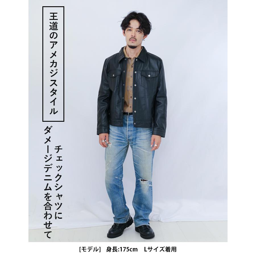 レザージャケット トラッカージャケット Gジャン風 革ジャン レザージャケット トラッカージャケット Gジャン風 革ジャン
