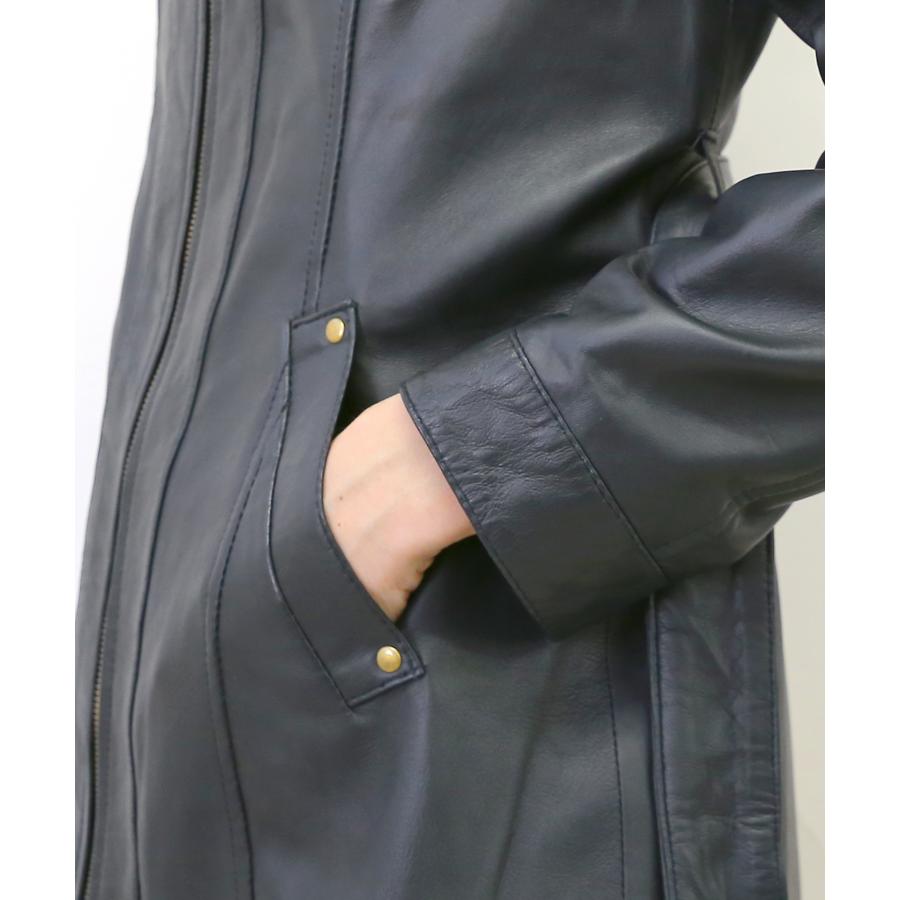 レザージャケット レザーコート ノーカラー レディース 革ジャン 本革