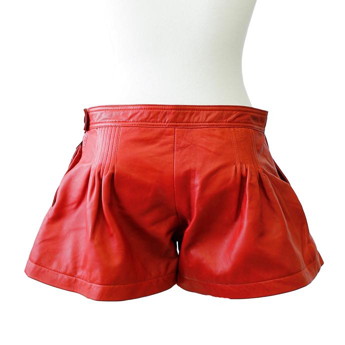 レザーパンツ キュロット レディース レッド バーガンディ 革パンツ 皮パンツ 本革 革 皮  交換・返品不可 ol10 |  | 02