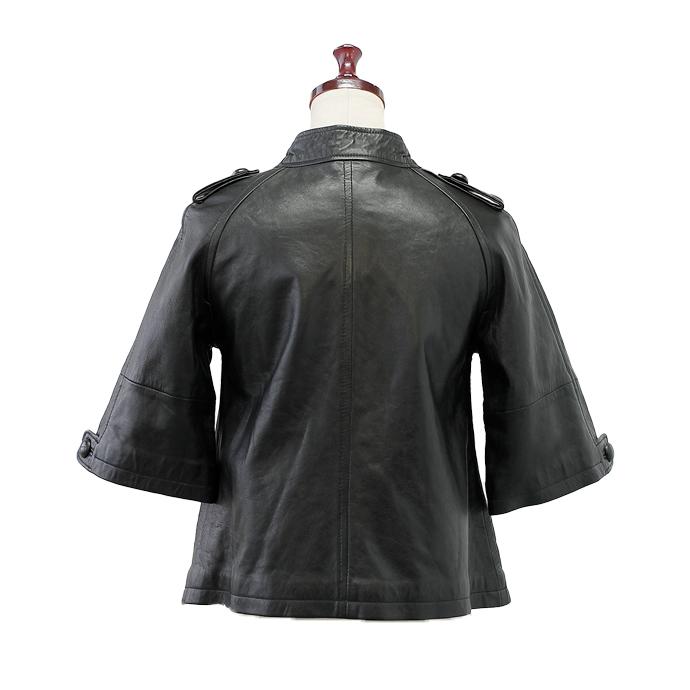 レザージャケット レディース トレンチ 五分袖 アシンメトリー  アウトレット 訳あり 交換・返品不可 ot-01 |  | 01