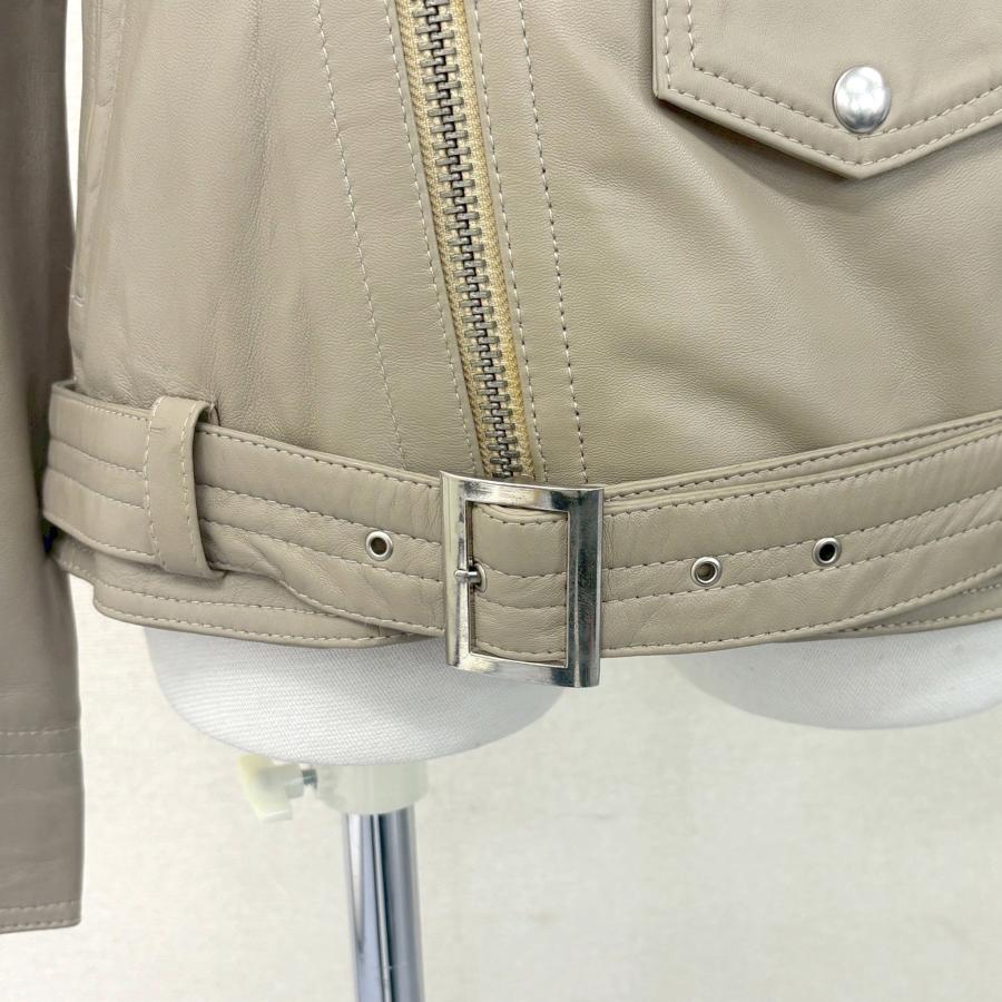アウトレット 訳あり レザージャケット ライダースパーカー ダブルライダース アウター 本革 革ジャン 羊革 グレージュ レディース 交換・返品不可 ot-117 |  | 11
