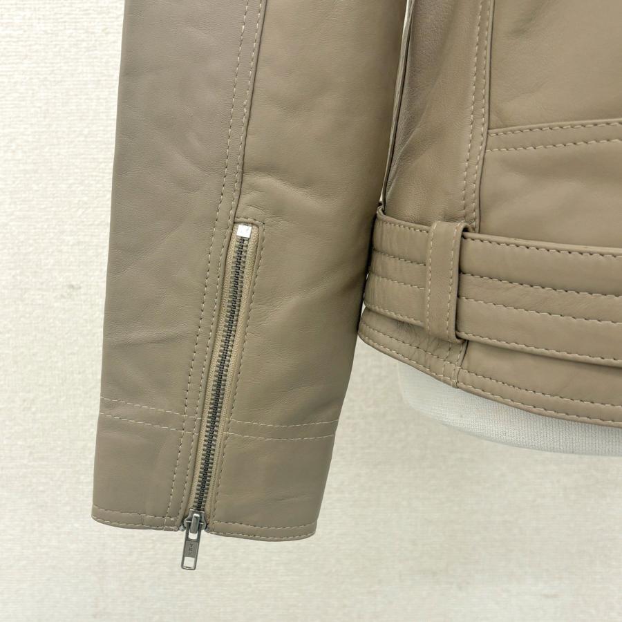 アウトレット 訳あり レザージャケット ライダースパーカー ダブルライダース アウター 本革 革ジャン 羊革 グレージュ レディース 交換・返品不可 ot-117 |  | 12