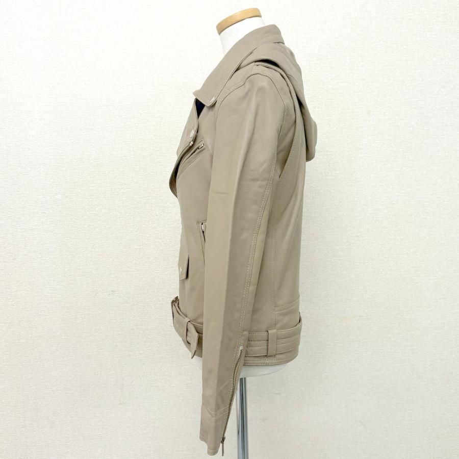 アウトレット 訳あり レザージャケット ライダースパーカー ダブルライダース アウター 本革 革ジャン 羊革 グレージュ レディース 交換・返品不可 ot-117 |  | 01