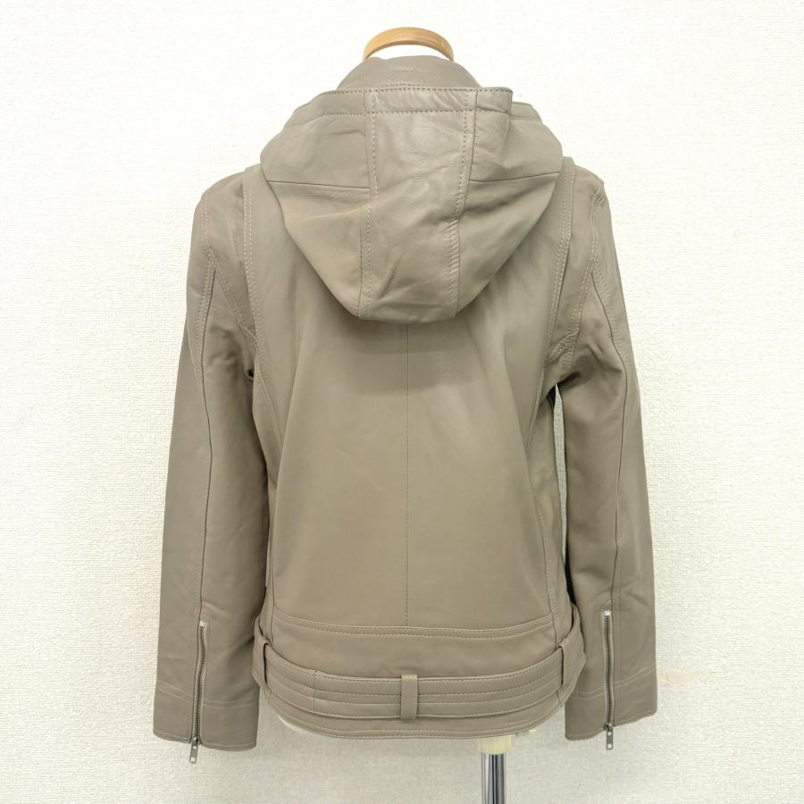 アウトレット 訳あり レザージャケット ライダースパーカー ダブルライダース アウター 本革 革ジャン 羊革 グレージュ レディース 交換・返品不可 ot-117 |  | 02