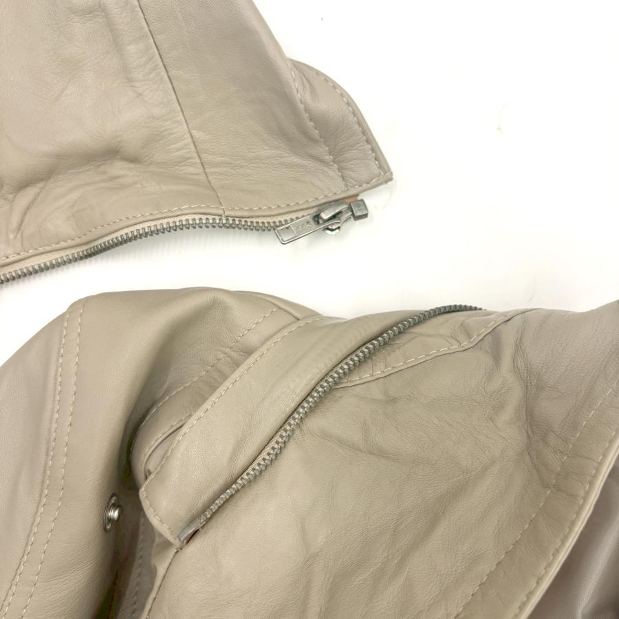 アウトレット 訳あり レザージャケット ライダースパーカー ダブルライダース アウター 本革 革ジャン 羊革 グレージュ レディース 交換・返品不可 ot-117 |  | 05