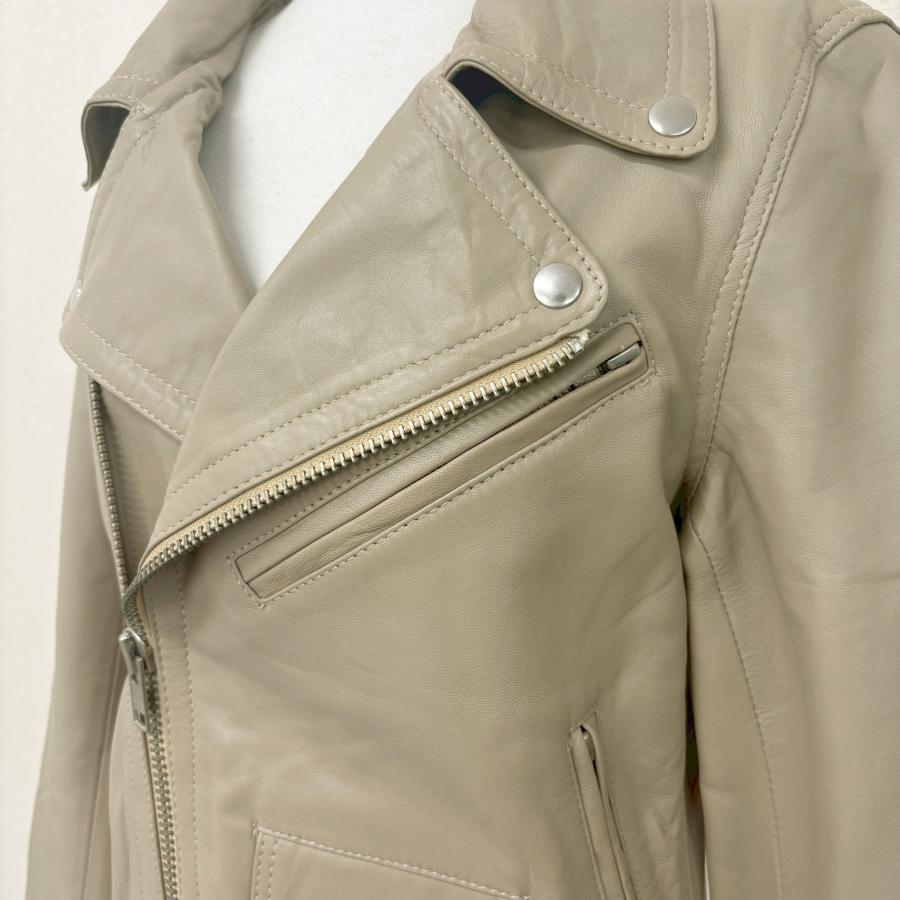 アウトレット 訳あり レザージャケット ライダースパーカー ダブルライダース アウター 本革 革ジャン 羊革 グレージュ レディース 交換・返品不可 ot-117 |  | 07