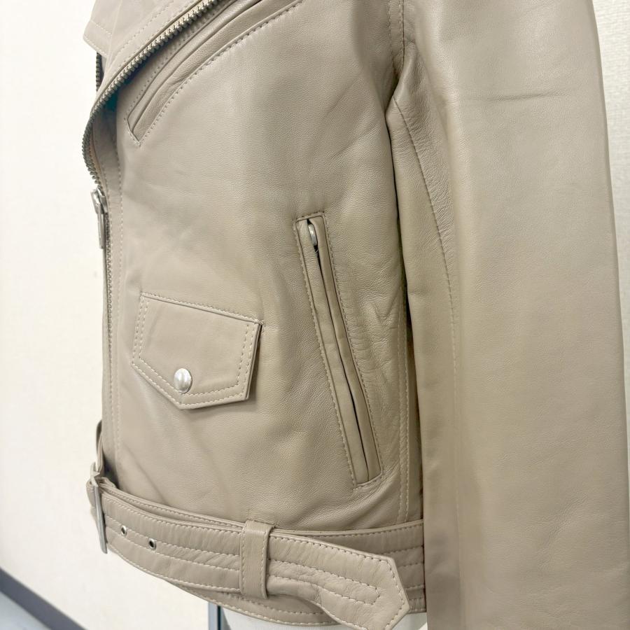 アウトレット 訳あり レザージャケット ライダースパーカー ダブルライダース アウター 本革 革ジャン 羊革 グレージュ レディース 交換・返品不可 ot-117 |  | 08