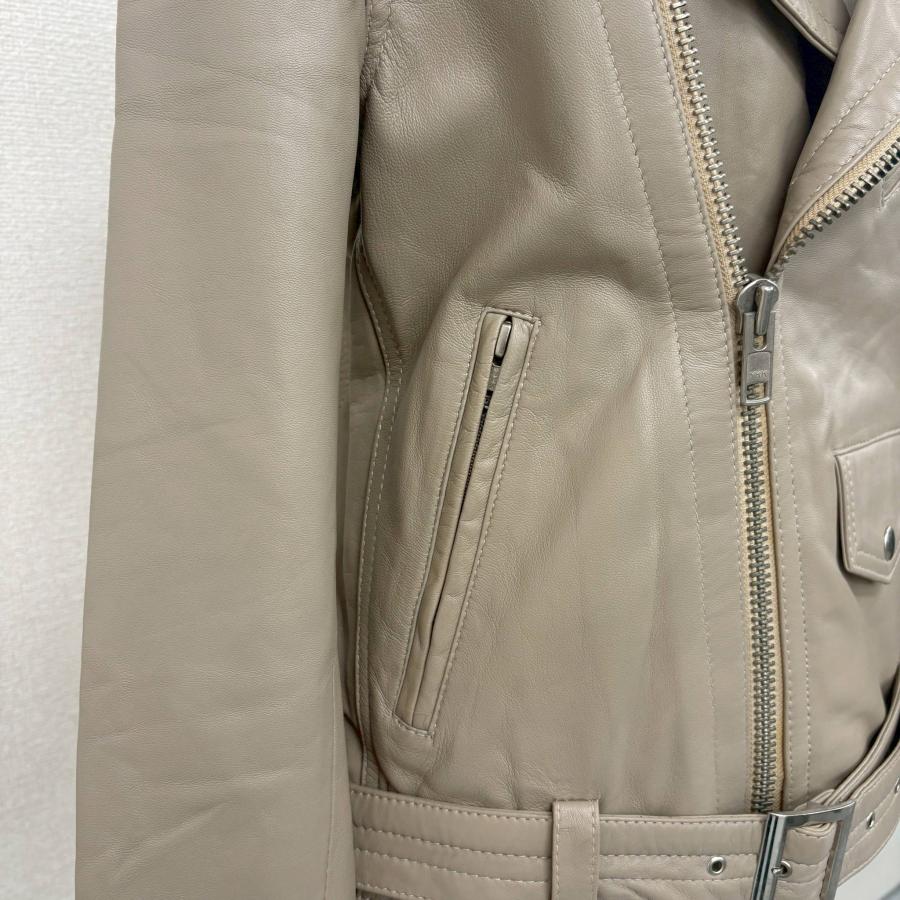 アウトレット 訳あり レザージャケット ライダースパーカー ダブルライダース アウター 本革 革ジャン 羊革 グレージュ レディース 交換・返品不可 ot-117 |  | 09