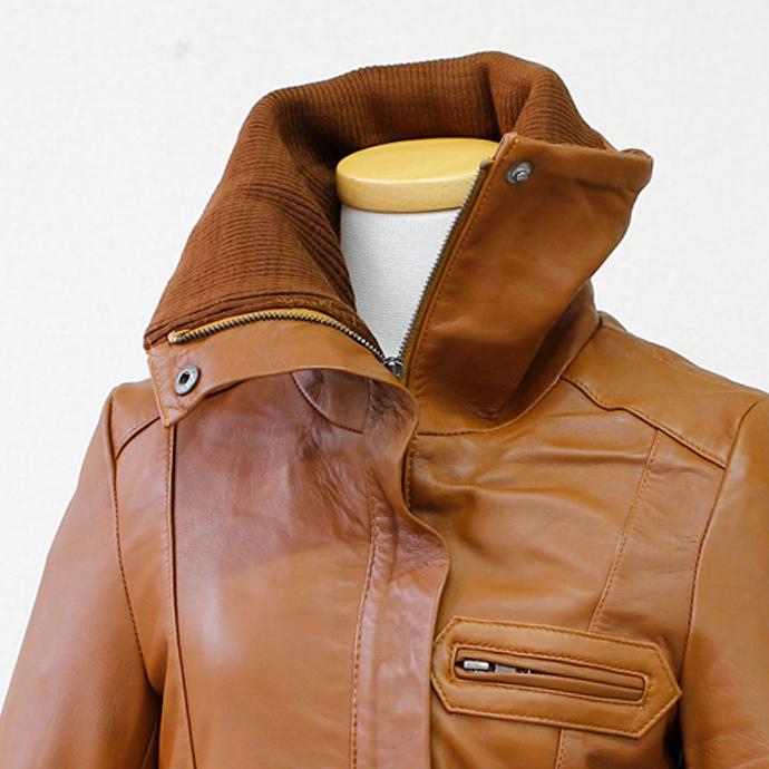 アウトレット 訳あり レザージャケット ブルゾン ブラウン 茶 XS