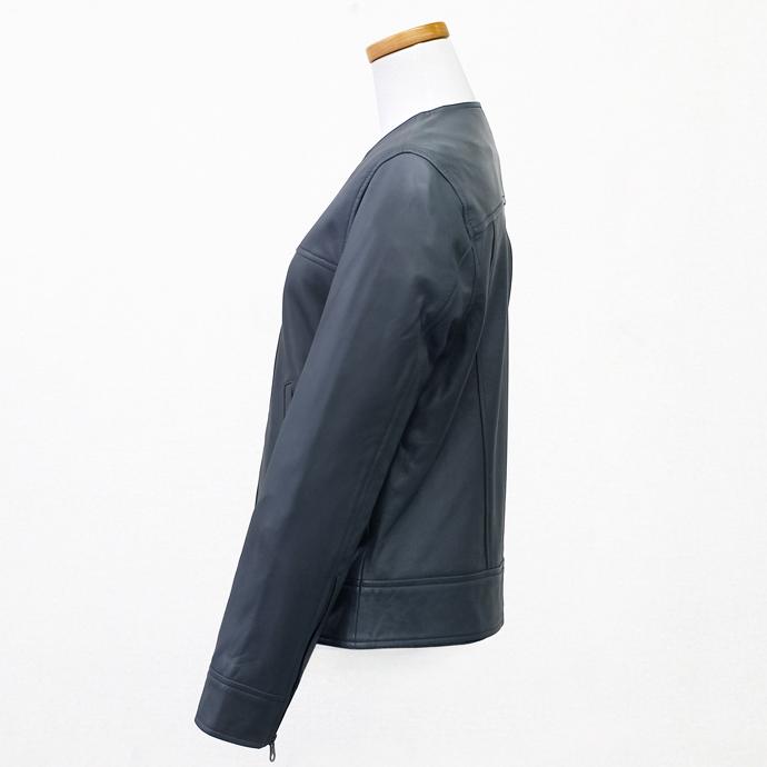 アウトレット 訳ありノーカラー ノーカラージャケット レザージャケット レザー ジャケット アウター 本革 チャコールグレー レディース 交換・返品不可 ot-35 |  | 02