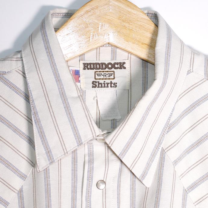 ラドック RUDDOCK ストライプ 半袖ウエスタンシャツ メンズXLサイズ 