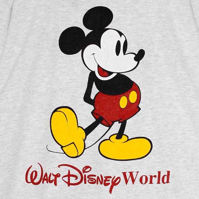 ディズニー Disney ミッキーマウス ウォルトディズニーワールド プリント 半袖Tシャツ メンズLサイズ 杢ライトグレー アメリカ製 ユーズド  古着 t200518-246