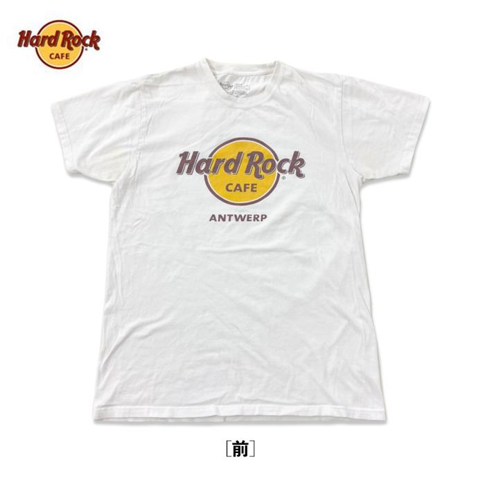 ハードロックカフェ Hard Rock CAFE アントワープ店 プリント 半袖Tシャツ メンズ Sサイズ ホワイト ユーズド 古着