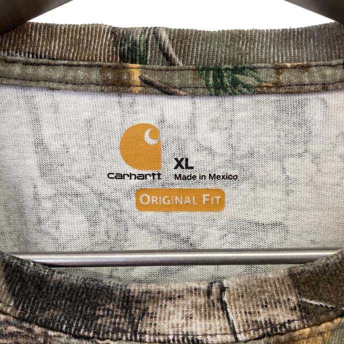 【Carhartt】カーハート　Tシャツ リアルツリー柄プリント迷彩　希少L Carhartt カーハート リアルツリーカモ 総柄 ワンポイントロゴ