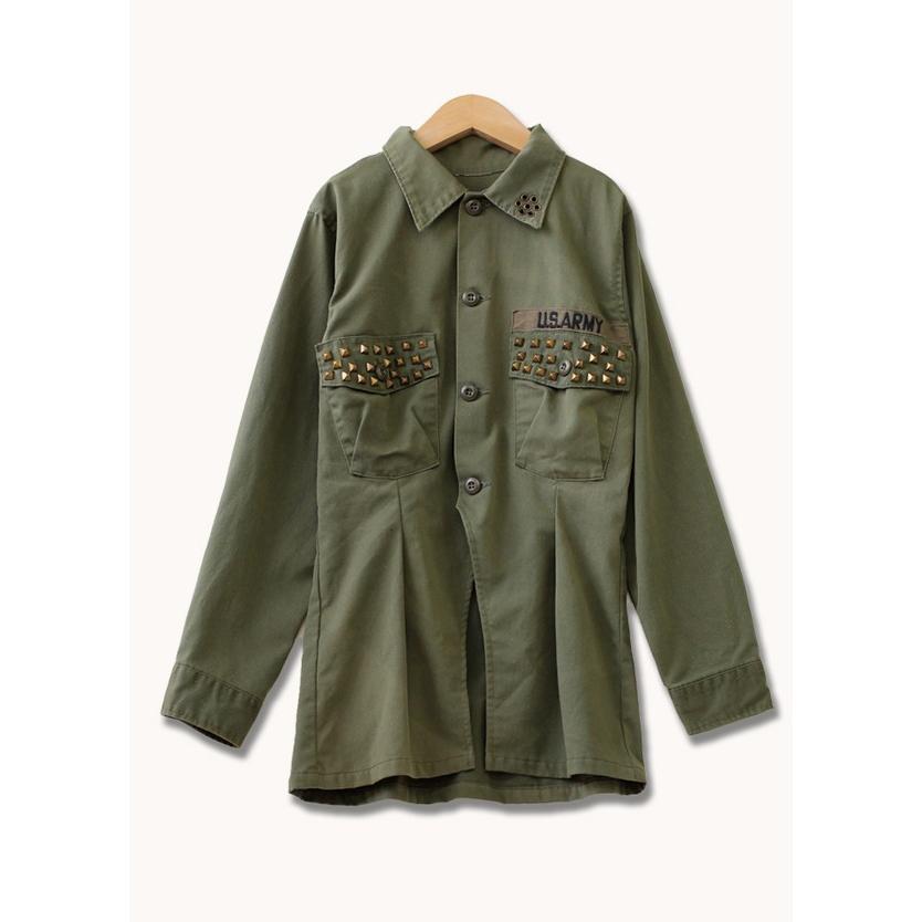 リメイク ヴィンテージ ミリタリー シャツ ジャケット レディース