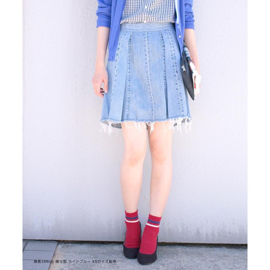 ディーププリーツ リメイク デニム スカート レディース ヴィンテージ