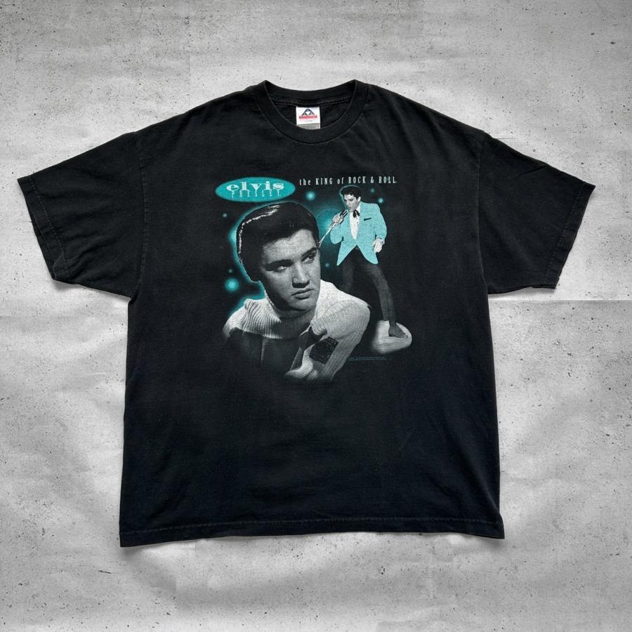 中古 Elvis Presley エルヴィス・プレスリー ロック AAA プリント バンドT バンT Tシャツ XXLサイズ ブラック 黒 古着  UR-0481 |  | 01