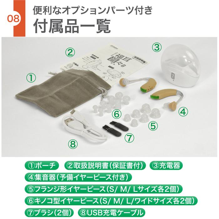 福耳 集音器 耳掛け式（国内正規品）USB充電 耳掛け型 集音器 音々-ね