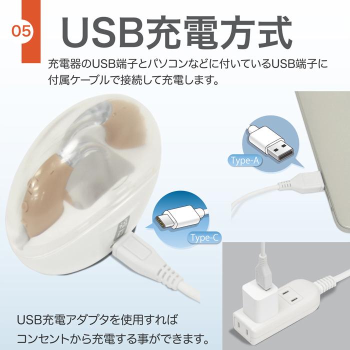 FUKUMIMI 耳掛け型集音器 USB充電 福耳 集音器 耳掛け式（国内正規品）両耳用 USB充電 耳掛け型