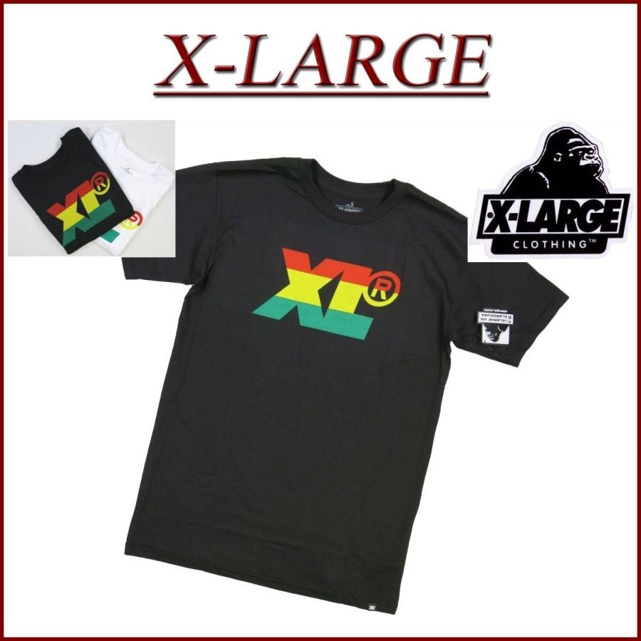 X-LARGE プリント Tシャツ XLARGE X-LARGE XL STRIPES TEE ラスタカラー ロゴプリント 半袖