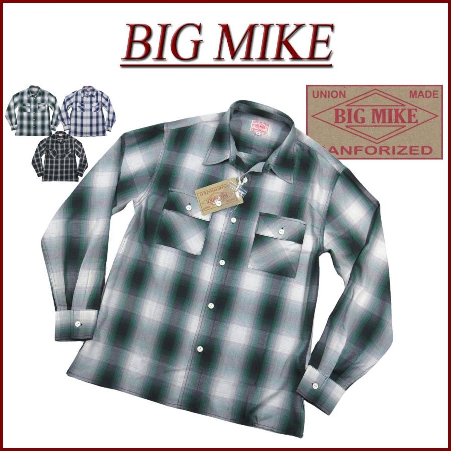 BIG MIKE（ビッグマイク） 復刻 オンブレチェック レーヨン混 長袖