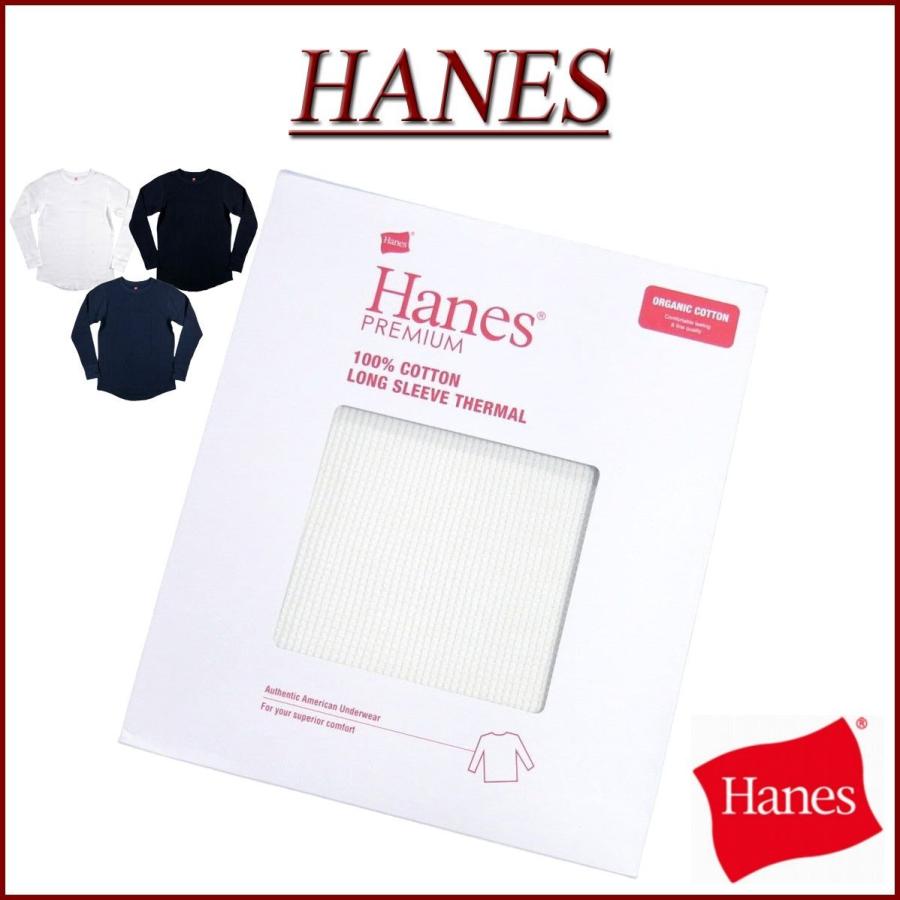 Hanes スケルトンプリント 長袖カットソー M Hanes（ヘインズ） プレミアム サーマル オーガニックコットン 長袖