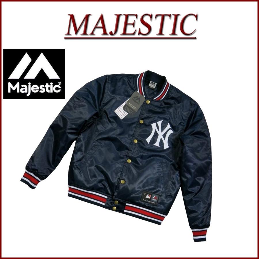 Majestic ニューヨークヤンキース 袖スウェット ナイロンスタジャン L