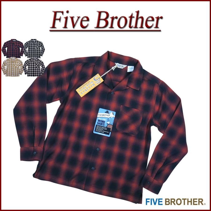 FIVEBROTHER（ファイブブラザー） オンブレチェック オープンカラー