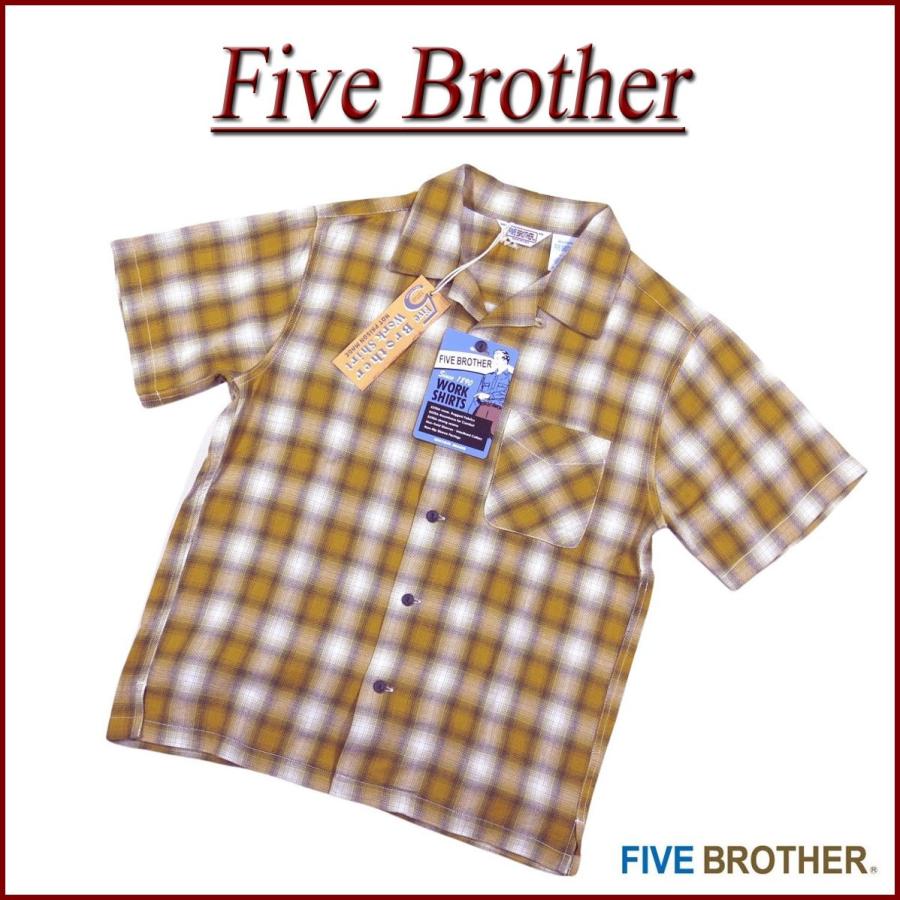 FIVE BROTHER 半袖 オンブレチェックシャツ FIVEBROTHER FIVE BROTHER ファイブブラザー オンブレチェック