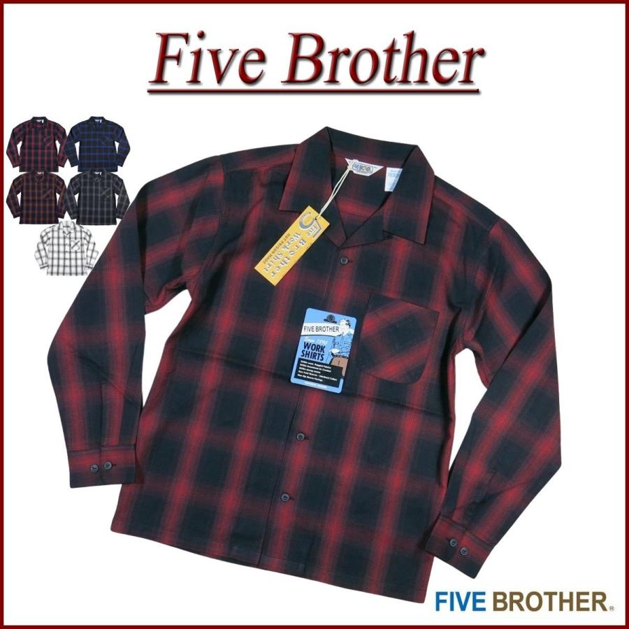 FIVE BROTHER ファイブブラザー オンブレチェック オープンカラー 長袖 ライトネルシャツ 151946 :je021:JTWO
