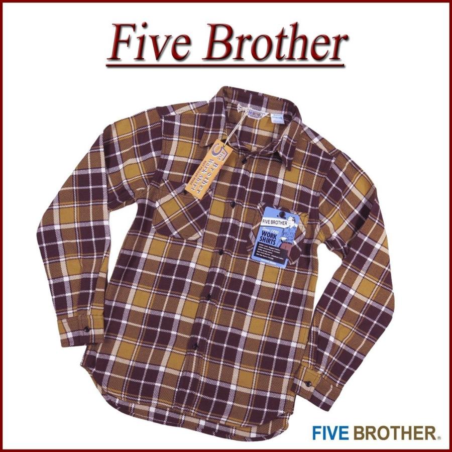 FIVEBROTHER（ファイブブラザー） チェック 長袖 ヘビーネルシャツ