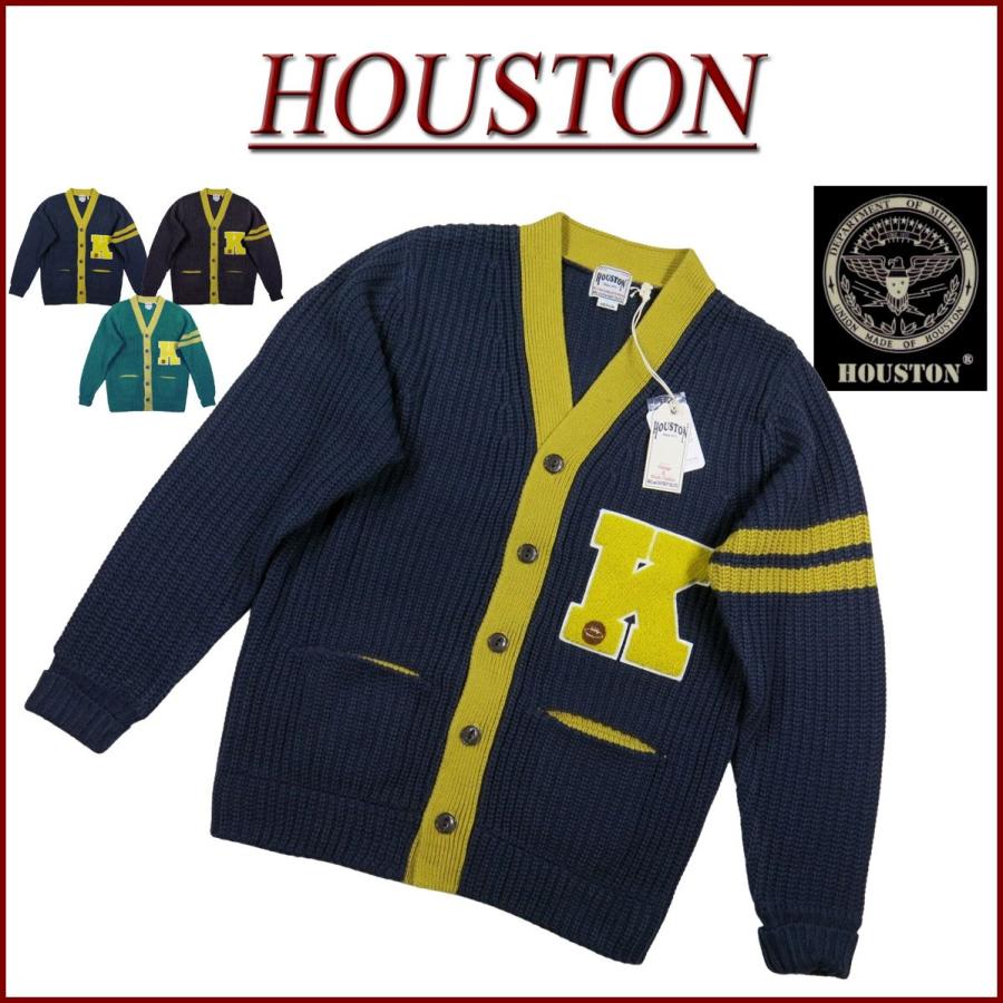 HOUSTON（ヒューストン） さがら刺繍 バイカラー ローゲージ ニット