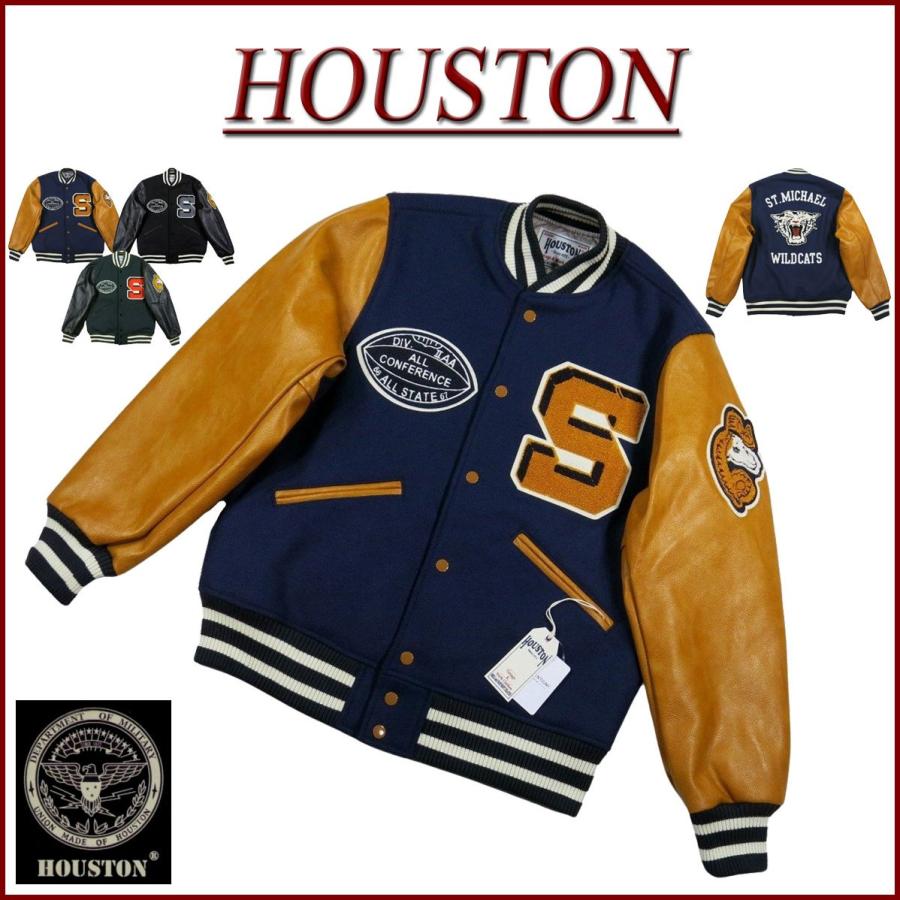 【専用】HOUSTON スタジャン メルトン×レザー Mサイズ 美品 ネイビー HOUSTON（ヒューストン） PUレザー × メルトンウール スタジャン 51189