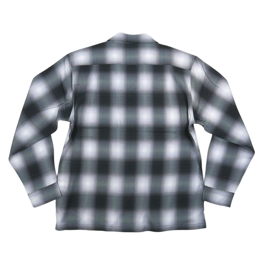 HOUSTON｜ヒューストン　オンブレチェックシャツ　オープンカラー　レーヨン HOUSTON（ヒューストン） 長袖 レーヨン オンブレチェック ワーク