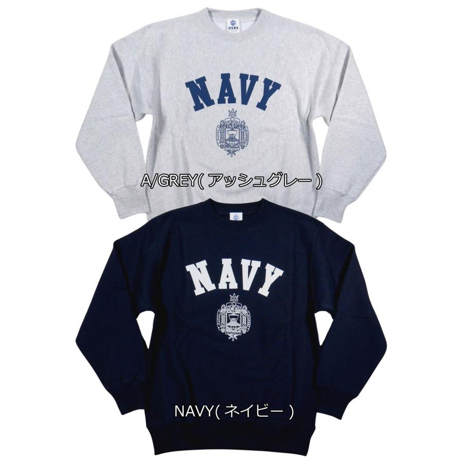【AP STUDIO】U.S. NAVY プリント スウェット ブルー USNA NAVYプリント ヘビーウェイト 長袖 スウェットシャツ NAVY-004