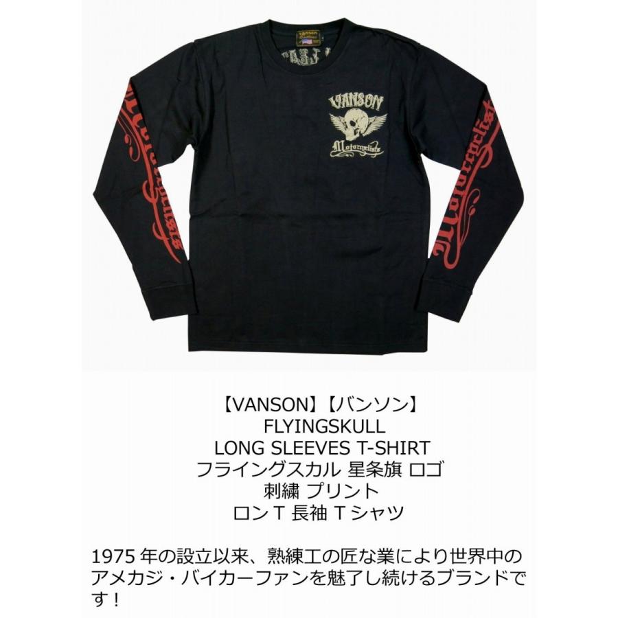 VANSON（バンソン） フライングスカル 星条旗刺繍 ロンT NVLT-716 