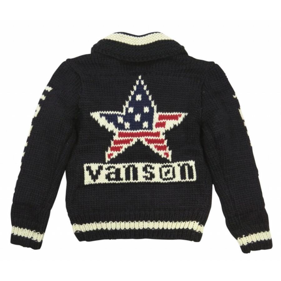 VANSON バンソン ワンスター 星条旗柄 手編み フルジップ カウチン