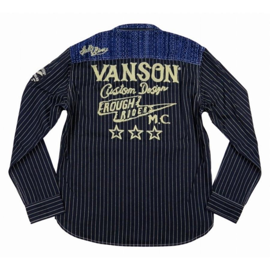 ＊バンソン VANSON バック刺繍 囚人 ボーダー シャツジャケット M バンソン VANSON バック刺繍 囚人 ボーダー シャツジャケット M