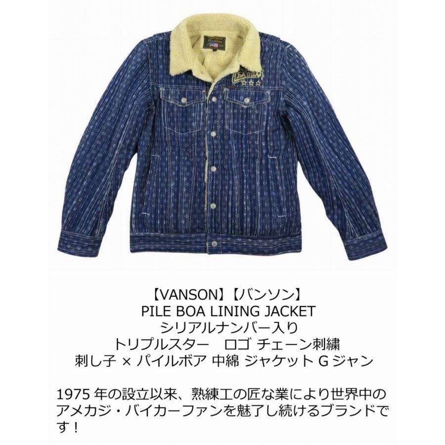 VANSON（バンソン） トリプルスター?チェーン刺繍 刺し子 × 裏